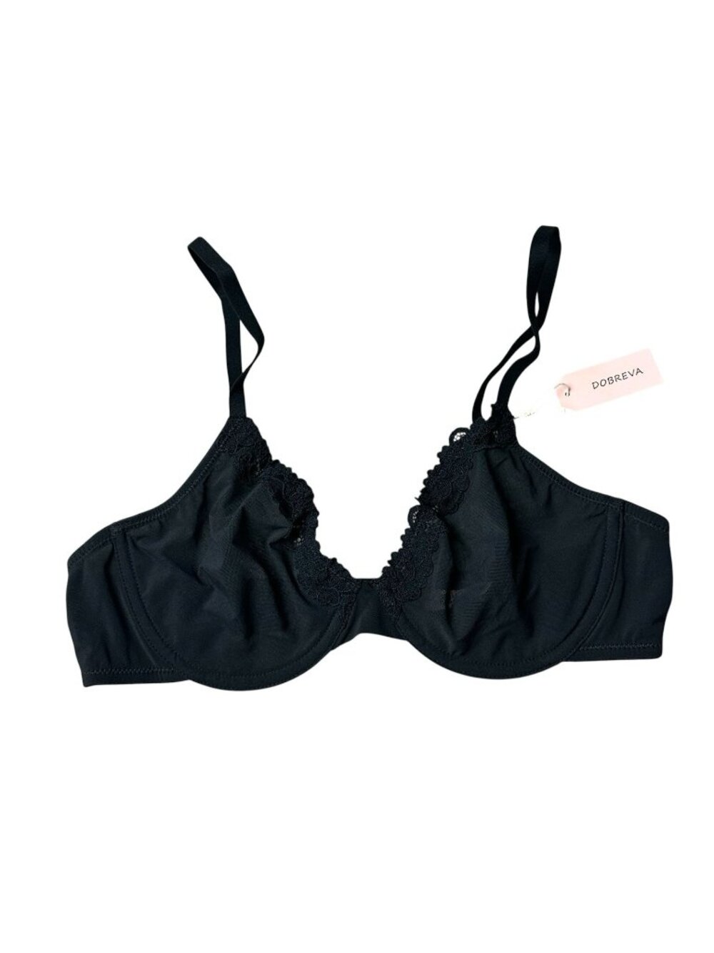 DOBREVA Women’s Black Sheer Unlined Lace Underwire Bra Size 34C NWT SF2202201